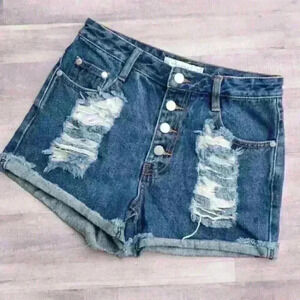 Minkpink Denim Ripped Mom Shorts
